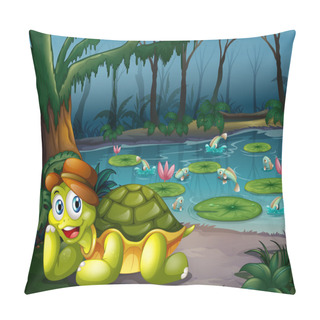 Personality  A Turtle In The Middle Of The Forest Near The River Pillow Covers
