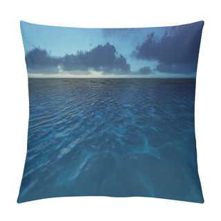 Personality  Beautiful Tranquil Natural Vacation Seascape With Scenic Ocean Waves In Tropical Environment, Deep Clear Transparent Pure Blue Water Background. A Summer Travel In Paradise, Peaceful 3D Illustration Pillow Covers