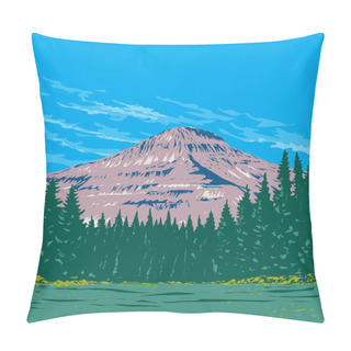 Personality  WPA Poster Art Of Glacier National Park With Glacier Carved Peaks And Valleys Running To The Canadian Border In The Rocky Mountains Of Montana USA Done In Works Project Administration Pillow Covers