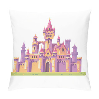 Personality  Fairy Tale Princess Castle. Medieval Palace Flat Illustration. Pillow Covers