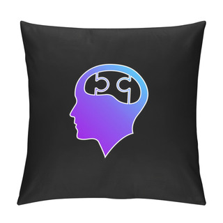 Personality  Bald Head With Puzzle Brain Blue Gradient Vector Icon Pillow Covers