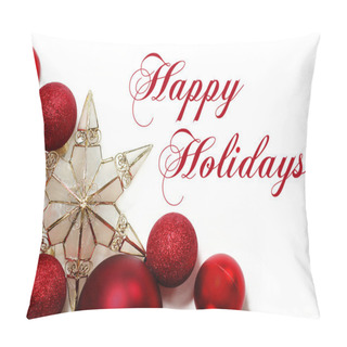 Personality  Christmas Decorations Border With Text Happy Holidays Pillow Covers