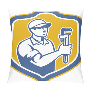 Personality  Plumber Holding Wrench Side Shield Retro Pillow Covers