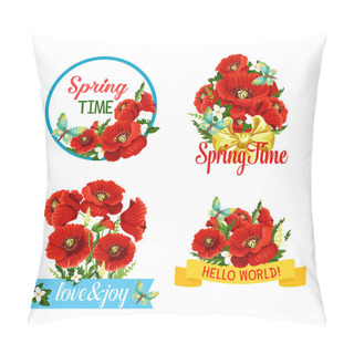 Personality  Vector Icons Of Flowers And Spring Time Quotes Pillow Covers
