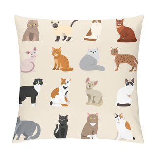 Personality  Cat Breeds Cute Pet Animal Set Pillow Covers