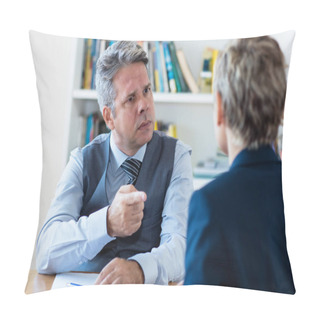 Personality  Angry Mature Businessman Firing Employee At Office Pillow Covers