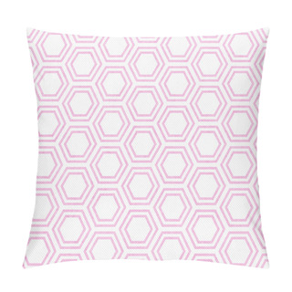 Personality  Pink And White Hexagon Tile Pattern Repeat Background Pillow Covers