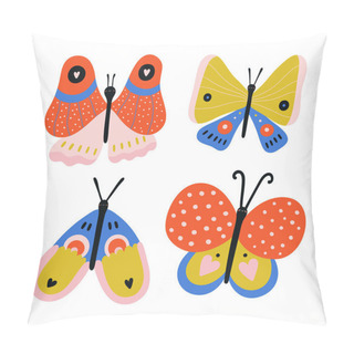 Personality  Set With Hand Drawn Butterflies Pillow Covers