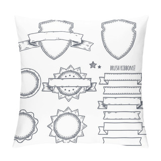 Personality  Set Of Banners, Ribbons And Logo Illustrations. Pillow Covers