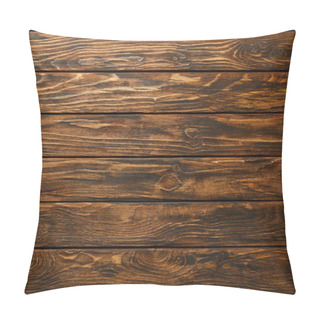 Personality  Top View Of Empty Brown Wooden Surface With Copy Space Pillow Covers