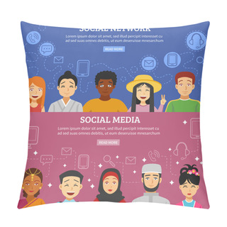 Personality  Social Network Banners Set Pillow Covers