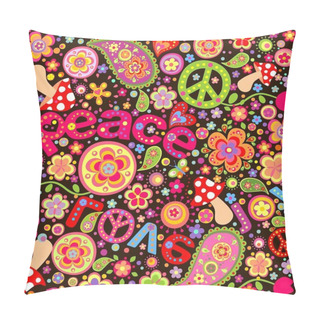 Personality Hippie Wallpaper With Mushrooms Pillow Covers