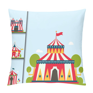 Personality  Circus Show Entertainment Tent Marquee Marquee Outdoor Festival With Stripes And Flags Isolated Carnival Signs Pillow Covers