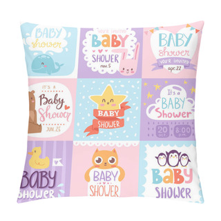 Personality  Baby Shower Invitation Vector Set Card Print Design Pillow Covers