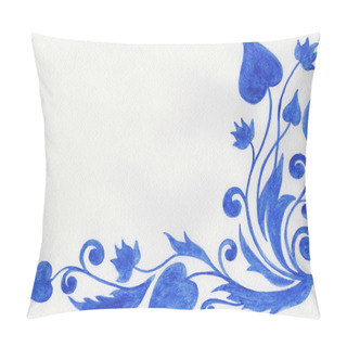 Personality  Watercolor Motif With Flowers And Swirls In Shades Of Blue Pillow Covers