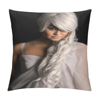 Personality  Woman With Gray Hair Pillow Covers