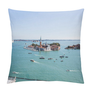 Personality  San Giorgio Maggiore Island And Motor Boats Floating On River In Venice, Italy  Pillow Covers