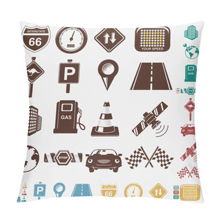Personality  Road Icon Set Pillow Covers