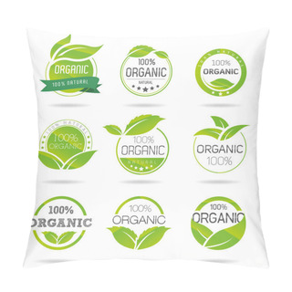Personality  Ecology, Organic Icon Set. Eco-icons Pillow Covers