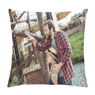 Personality  Father And Daughter In Zoo Pillow Covers