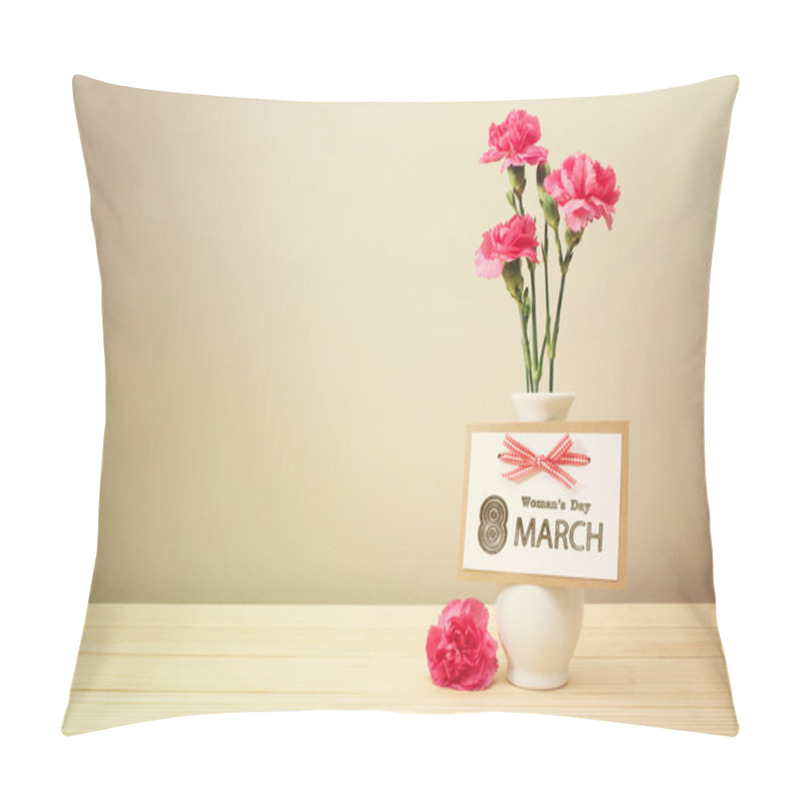 Personality  Womans Day March 8th Card With Carnations Pillow Covers