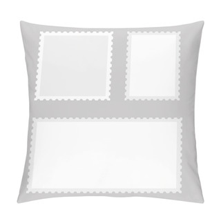 Personality  White Postage Stamps On Grey Background. Vector. Pillow Covers