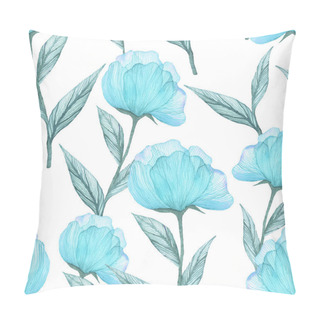 Personality  Floral Seamless Pattern With Peonies Watercolor. Summer Background On White. Pillow Covers