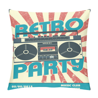 Personality  Retro Party Music Poster Design With Vintage Style And Equipment. Pillow Covers