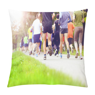 Personality  Group Of Marathon Racers Running Pillow Covers