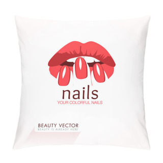 Personality  Woman's Red Lips And Nails Beauty Icon Pillow Covers