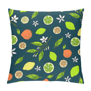 Personality  Seamless Citrus Pattern With Yellow Lemons, Bitter Oranges, Limes Pillow Covers