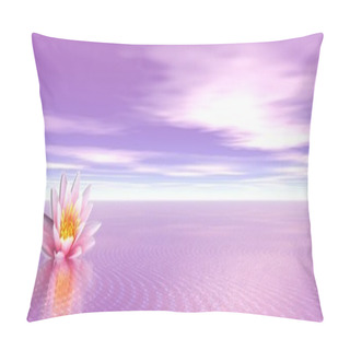 Personality  Pink Lily Flower In The Violet Ocean Pillow Covers