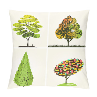 Personality  Abstract Colorful Vector Trees Background Pillow Covers