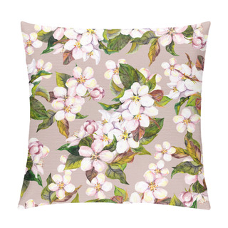 Personality  Seamless Floral Retro Pattern With Cherry Flower - Sakura Blossom. Retro Watercolour Artwork  Pillow Covers