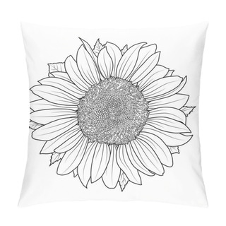 Personality  Sunflower For Coloring Book Vector Pillow Covers