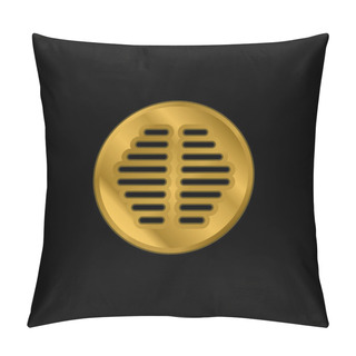 Personality  Bathroom Drainage Of Circular Shape Gold Plated Metalic Icon Or Logo Vector Pillow Covers