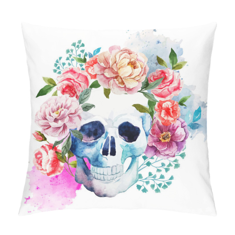 Personality  Peony Watercolor Skull Pillow Covers