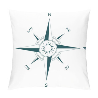 Personality  Navigational Compass Face With Rose Of Winds, Sundial And Lunar Calendar. Pillow Covers