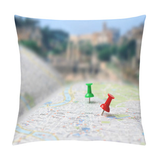 Personality  Travel Destination Map Push Pins Blur Pillow Covers