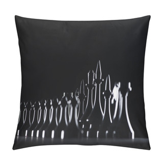 Personality  Silhouettes Of Chess Figures Isolated On Black, Business Concept Pillow Covers