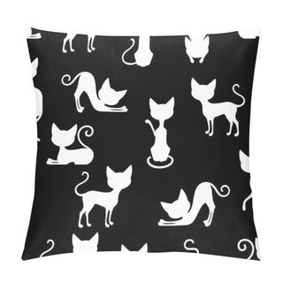 Personality  White Cats Seamless Pattern Pillow Covers