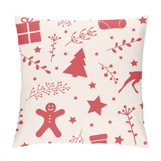 Personality  Design Of Seamless Pattern With Christmas Ornaments. Vector Pillow Covers