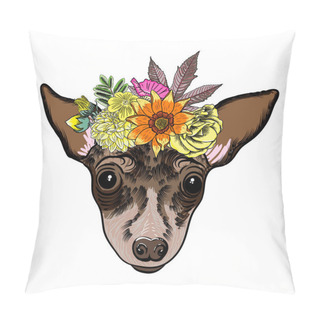 Personality  Toy Terrier Puppy In The Exotic Flowers Pillow Covers