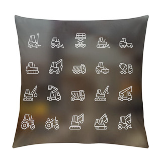 Personality  Industrial Vehicles Icons,  Monoline Concept Pillow Covers