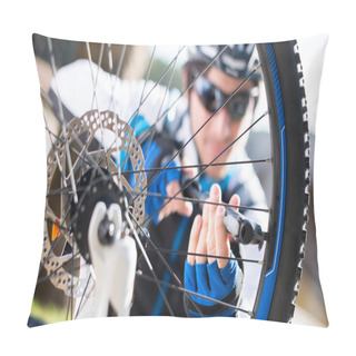 Personality  Male Cyclist Inflating Tire Of Bicycle Pillow Covers
