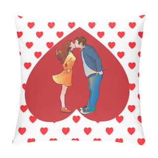 Personality  Kissing Couple In Heart. Vector Illustration Pillow Covers