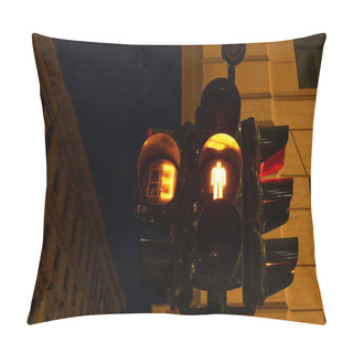 Personality  Traffic Light On Street In Evening In Rome, Italy Pillow Covers