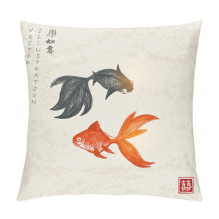Personality  Card With Two  Goldfishes Pillow Covers