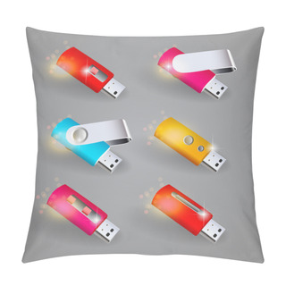 Personality  Vector Set Of Color USB Flash Drives Pillow Covers