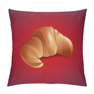 Personality  Croissant On Red Background, Vector Pillow Covers